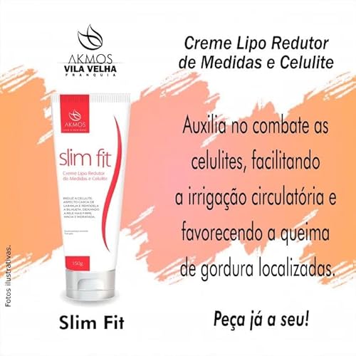 Creme Lipo Redutor Medidas Celulite Estria Slim Fit Akmos