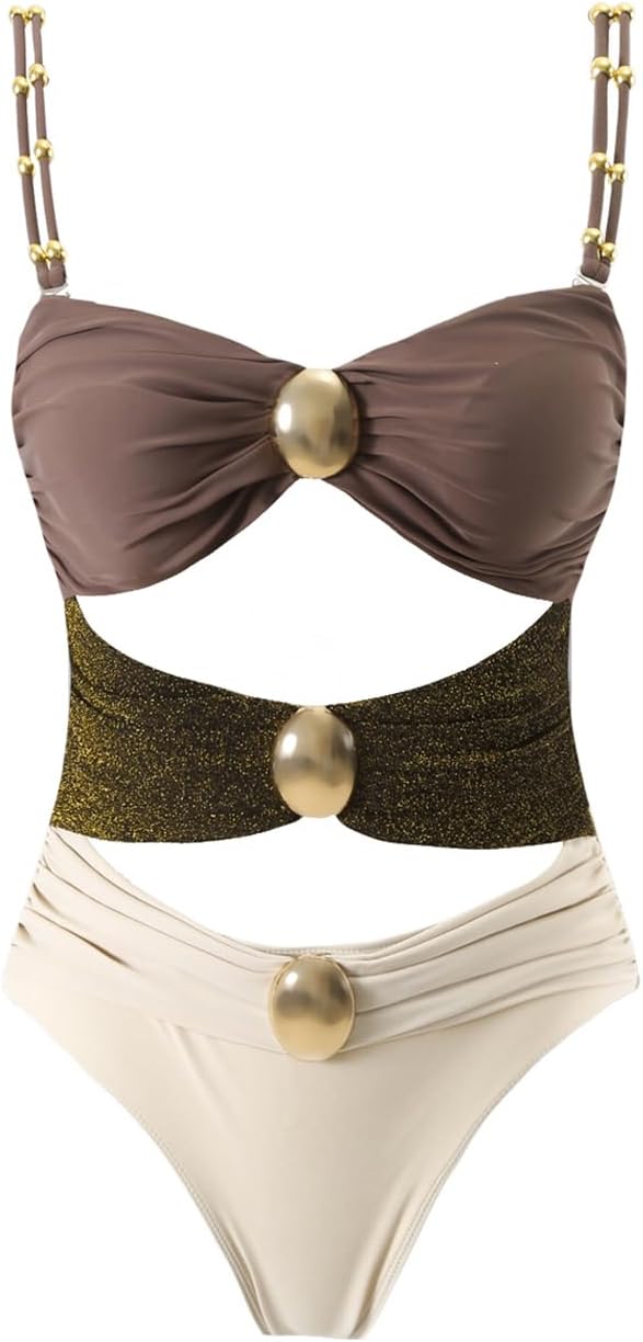 Women's One Piece Swimsuit with Cover up Set Beach Wrap Skirt Retro Bikini Set Two Piece Bathing Suit with Cover up - Image 5