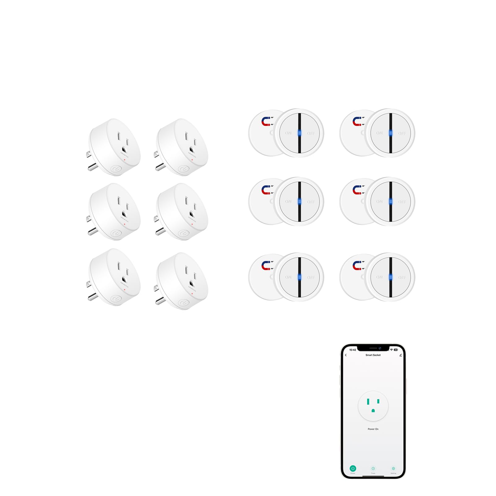 Greencycle Smart Wireless Remote Control Outlet Plug WiFi Outlets for Household On Off Smart Outlets Switch Compatible with