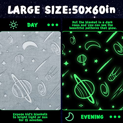Inhand Glow In The Dark Stars Blanket For Girls Boys Cute Kids Throw Blanket Funny Space Moon Galaxy Blanket Gaming Room Decor Toys Birthday Gifts Ideas Stuff For 5-13 Years Old thumb #2