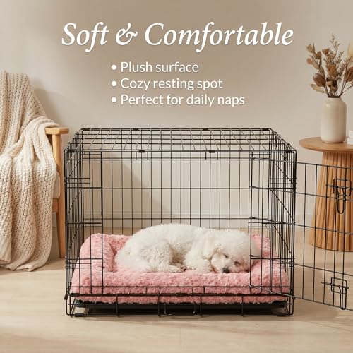 Image of Dog Crate Pad for Crate /Floor /Car for Small Dogs Washable | Non-Slip Dogs Pad for Crate,Soft Fluffy Dog Crate Pad,24 inchx18 inch Pink