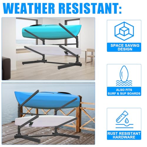 Generisch Dieses Kajak-Lagerregal mit Paddelhaken – EIN Robustes, wetterfestes, freistehendes Regal für die Garage, verstellbare Aufbewahrungsmöglichkeit im Freien für Kajaks, Kanus und Surfbretter.