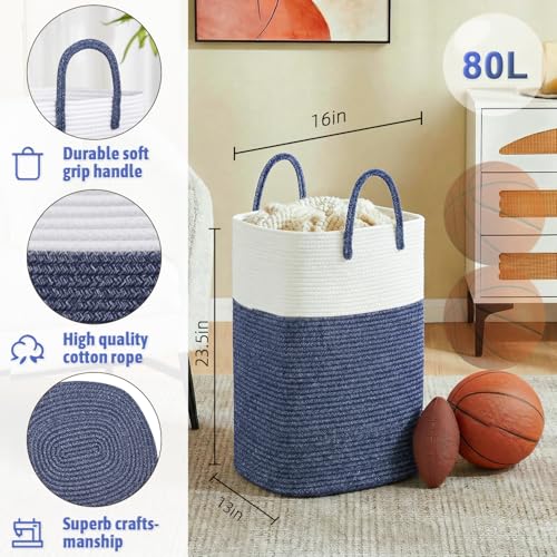 Image of Artfeel Laundry Basket,Woven Cotton Rope Laundry Hamper,60L Versatile Storage for Dirty Clothes,Baby Toys,and Blankets in Bathroom, Nursery,and Living Room