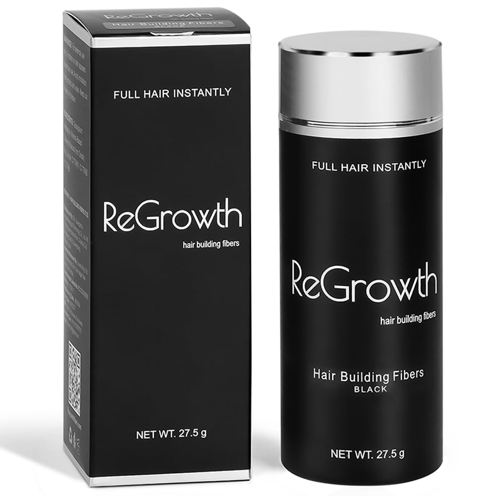 Regrowth Hair Building Fiber, Hair loss Concealer, Instant Hair 27.5 G (Black)