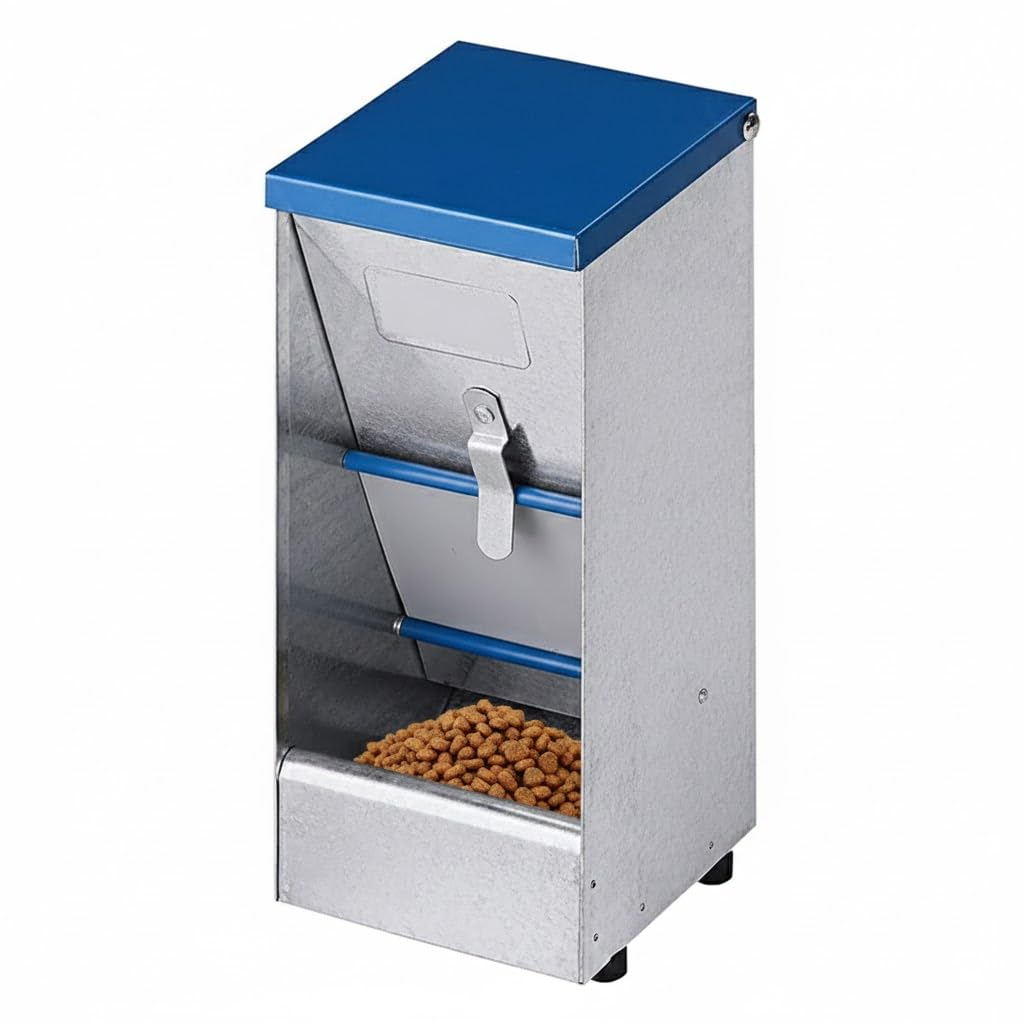 Suinga Comedero Tolva para Perros Pequeños 3,5L Galvanizado | Dispensador Autoservicio 17x14x32,5 cm | Alimentador Metálico Resistente