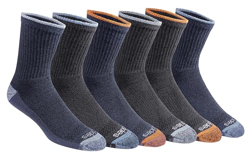 Dickies Mens Dri-Tech Mid-Crew Comfort Length Moisture Control Socks Available in M-XL (6 12 Pairs) Comfort Length Navy Marl Assorted (6 Pairs) Large