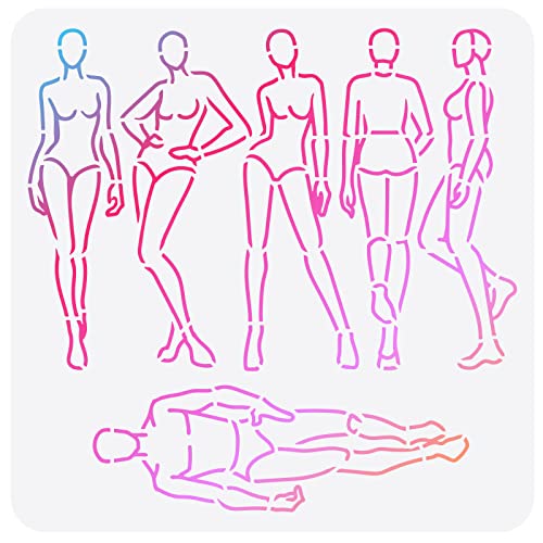 FINGERINSPIRE Human Body Croquis Painting Stencil 30x30cm