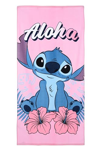 Disney Store Telo Mare Stitch Aloha, Rosa con Fiori Ibisco,...