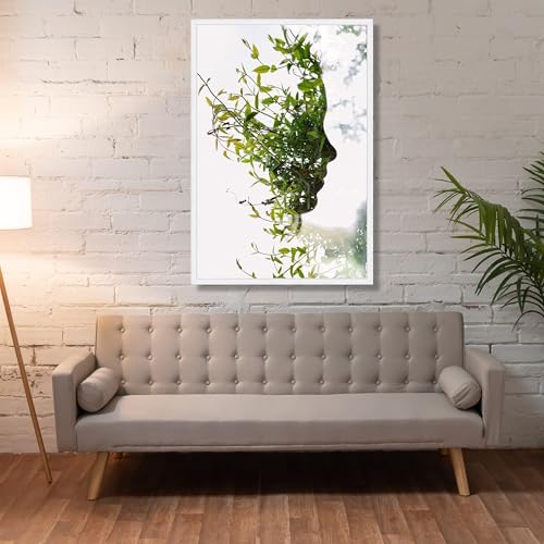 Impression d'art abstrait de plante 70x110cm prête à suspendre sans cadre visible