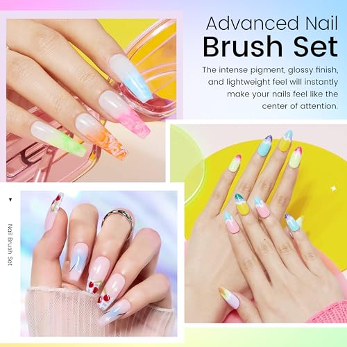 Image of 9pcs Nail Art Brushes Nail Tool Set, Nail Design Brushes Mixed Color Two-Way Nail Art Brushes, Point Pen Tool Nail Trimming Kit, Suitable For Home Salons.