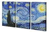 ArtWall 3-Piece Starry Night by Vincent Van Gogh Gallery Wrapped Canvas Artwork, 36 by 54-Inch