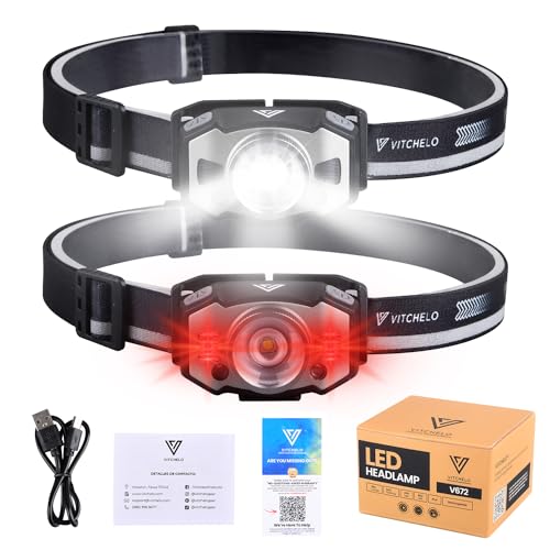 Vitchelo-Head-Lamp-LED-Rechargeable-Super-Bright-2500-Lumens-IPX4-Waterproof-5-Modes-Zoomable-Headlamp-Flashlight-for-Adults-Kids-with-Motion-Sensor-for-Outdoor-Camping-Running-Cycling-Pack-of-1