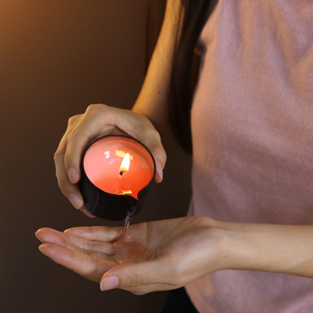 3 Pack Soybean Wax Scented Massage Oil Candle for Skin Moisturizing- Low Temp Body SPA Candle-Gift Candle Set-6.9OZ (Sweet Peach, Hot Chocolate, Lavender Chamomile)