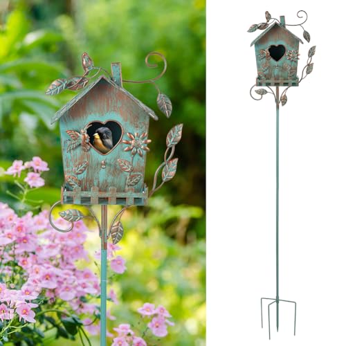 DREAMSOUL 48' Rustic Bird Houses for Outside Metal Bird House Pole,...