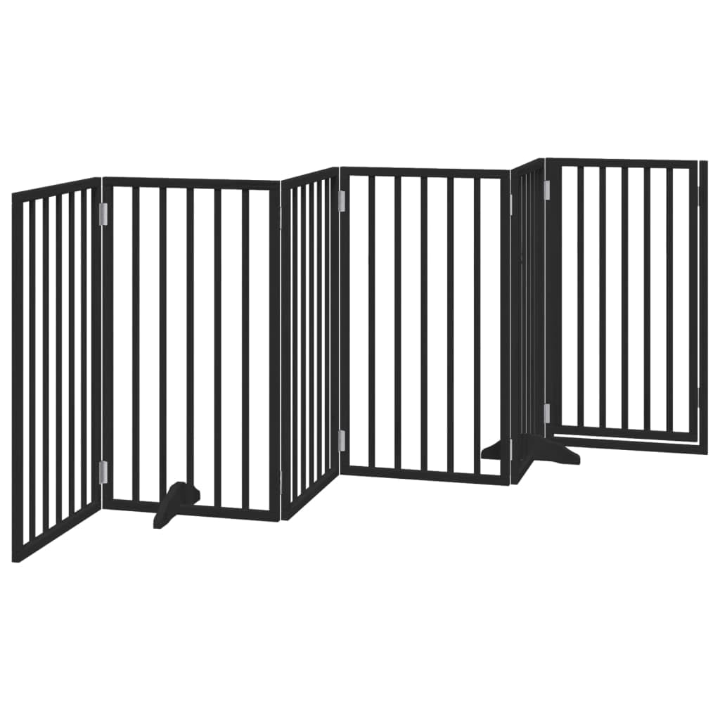 Homgoday Puerta para Perros Plegable 6 Paneles Madera álamo Negra 300 cm Barrera para Perros Plegable Valla para Mascotas Pequeña Barrera de Seguridad para Escalera Pasillo