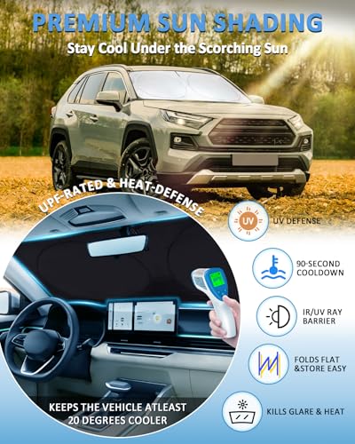 Image of Windshield Sun Shade for Toyota RAV4 2019-2026 Custom Fit RAV 4 Sunshade