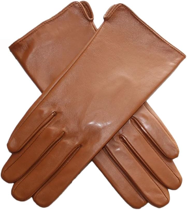 Women’S Unlined Genuine Leather Gloves Solid Color All-Match Style Wrist Length With Touch Screen For Riding And Driving