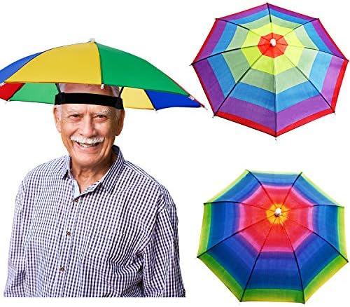 Syhood 3 Pieces Rainbow Umbrella Hats Camouflage Fishing Cap Beach Umbrella Headband in for Adults and Kids