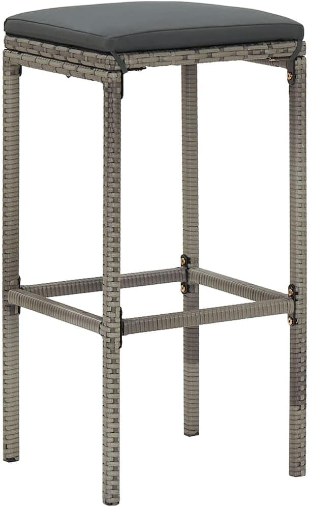 Garden Sets, 5 Piece Patio Bar Set Gray Solid Wood Acacia and Poly Rattan
