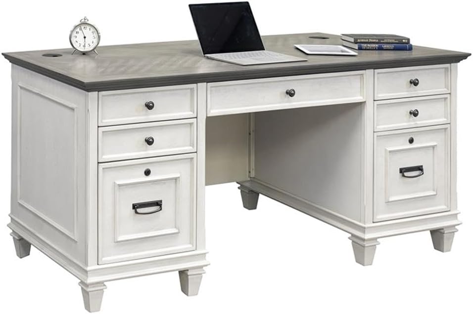 Martin Furniture Double Pedestal Desk, White