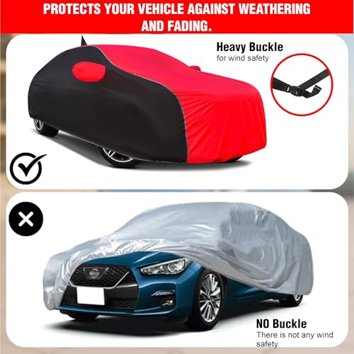 Image of for Nissan Magnite 100% Waterproof Car Cover for All Weather Protection with Mirror Pockets, Soft Cotton Lining, Triple Stitched with Adjustable Belt Bottom Elastic to Secure Fit