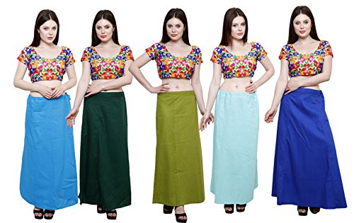 Image of Pistaa's combo of Women's Cotton Best Plain Solid Indian Readymade Inskirt Saree petticoats