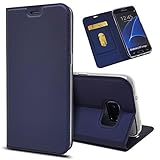 Copmob Funda Samsung Galaxy S7 Edge,Ultradelgado Flip Libro Funda de Cuero PU,[Cierre Magnético][1 Ranura][Función de Soporte],Carcasa Case para Samsung Galaxy S7 Edge - Azul