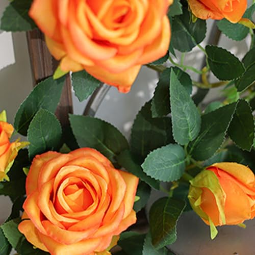 Vid de guirnalda de flores artificiales con rosas de seda densa 6