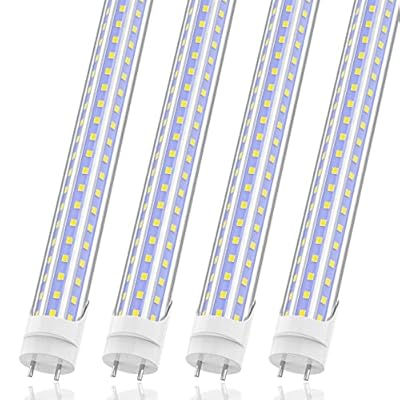 SHOPLED 4FT LED Tube Lights 36W (Equivalent 95W) 4680LM 6000K Type A+B D-Shaped Tube Double-end Power Replace T8/T10/T12 Fluorescent Lights Widely Used in Ceilings, Indoor Parking Lots and Gyms,4Pack