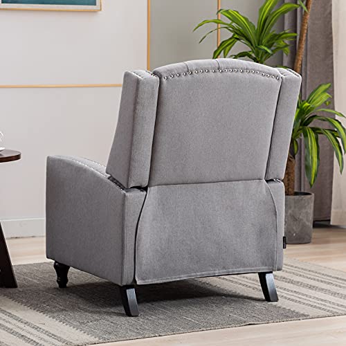 Artechworks Tufted Fabric Pushback Manual Recliner Chair For Living Room - Single Sofa Home Theater Seating- Comfortable Bedroom & Living Room Chair Reclining Sofa, Grey #TOP6