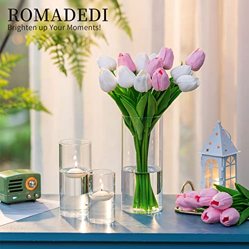 Hurricane Candle Holders Glass Vases For Centerpieces - Set Of 3 Clear Cylinder Vases For Flowers, Pillar Candles, Floating Votive Wedding Table Centerpiece Home Decor 4''/6''/7.8'' High #TOP3