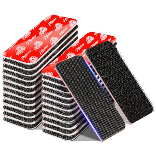 Image of PHIXBEAR 20 Sets Super Adhesive Hook and Loop Strips Heavy Duty, Heat Resistant Waterproof, Outdoor or Indoor Use, Black 1.2x3.2 Inch
