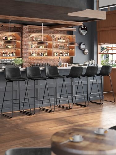 Image of 30in Bar Stools Counter Height Chairs Set of 4 Metal Legs (Black)