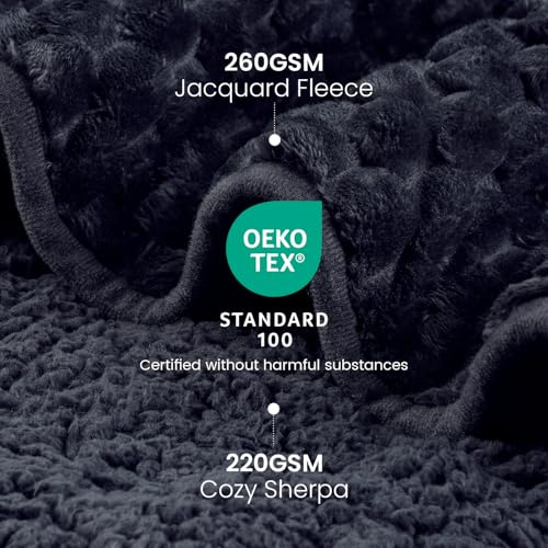 Image of Drewin Weighted Blanket for Adults Queen Size 15lbs, Soft Cozy Turtleback Sherpa Weighted Blankets for Sleeping and Calming, Thick Bed Blanket for Couch Bed, 60 x 80 inches, Dark Grey