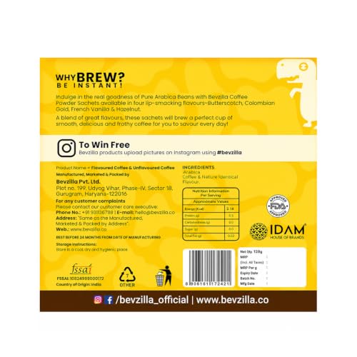 Image of Bevzilla Assorted Instant Coffee Powder 128g | Mixed Flavours | Rich Aroma & Smooth Taste | Easy to Prepare