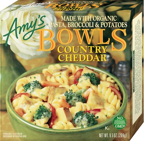 Amy's Frozen Meals, Country Cheddar Bowl, Made With Organic Pasta, Broccoli and Potatoes, Microwave Meals, 9.5 Oz