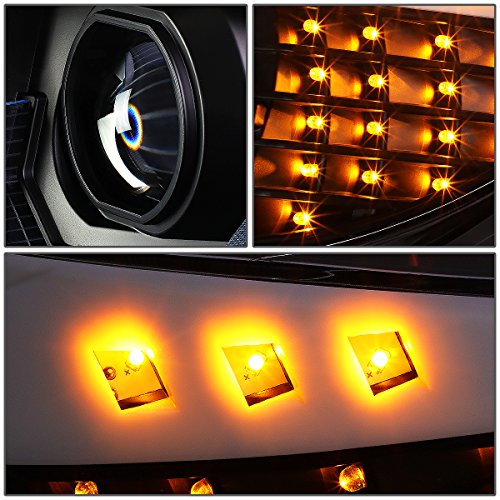 Dna Motoring Hl-3D-E9005-Bk-New Led 3D U-Halo Black Housing Projector Headlight Amber Led Turn Signal Blue Led U-Light Compatible With 06-08 323I / 05-08 325I 4-Door Sedan #TOP7