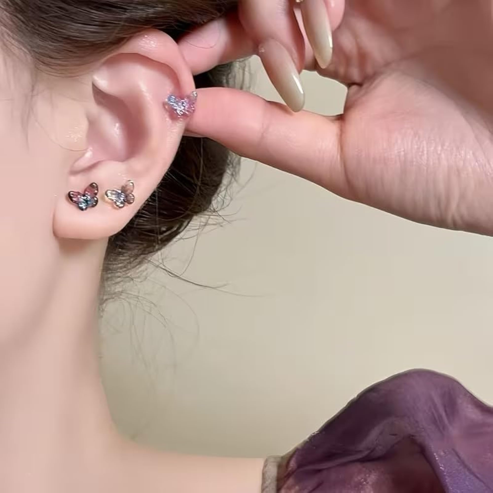 24Pairs Colorful Mini Butterfly Flower Stud Earrings Set