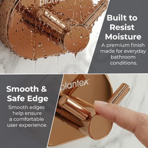 Image of Plantex J4 Stainless Steel Clothes Hanger for Wall /Hangers for Bathroom /Robe Hook /Bathroom Accessories (PVD Rose Gold Finish) Onix