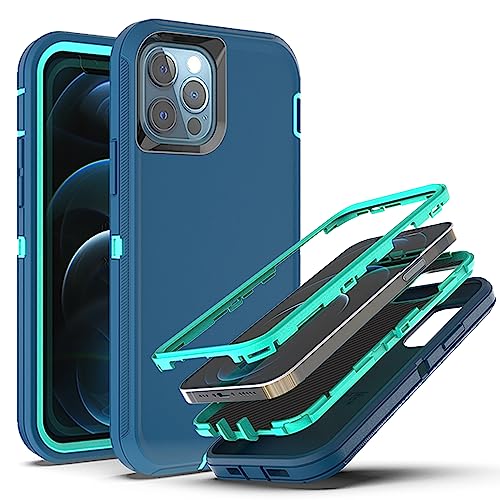 YmhxcY for iPhone 11 Pro Max Case Shockproof Dropproof Dust-Proof Drop Proof 3-Layer Durable Phone Case Heavy Duty Protection Phone Case Cover for Apple iPhone 11 Pro Max 6.5"-Blue/Turquoise
