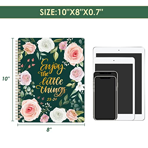 Planner 2023-2024 - Academic Planner 2023-2024, Jul.2023 - Jun.2024, 2023-2024 Planner, 2023-2024 Planner Weekly & Monthly With Tabs, 8" X 10", Flexible Cover, Twin-Wire Binding, Perfect Daily Organizer - Floral #TOP6
