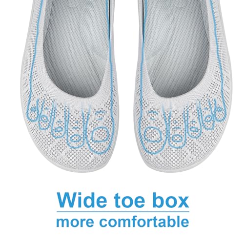 Image of KBZone Women's Flat Shoes Round Toe Knit Ballet Flat Comfort Dressy Flat Walking Shoes