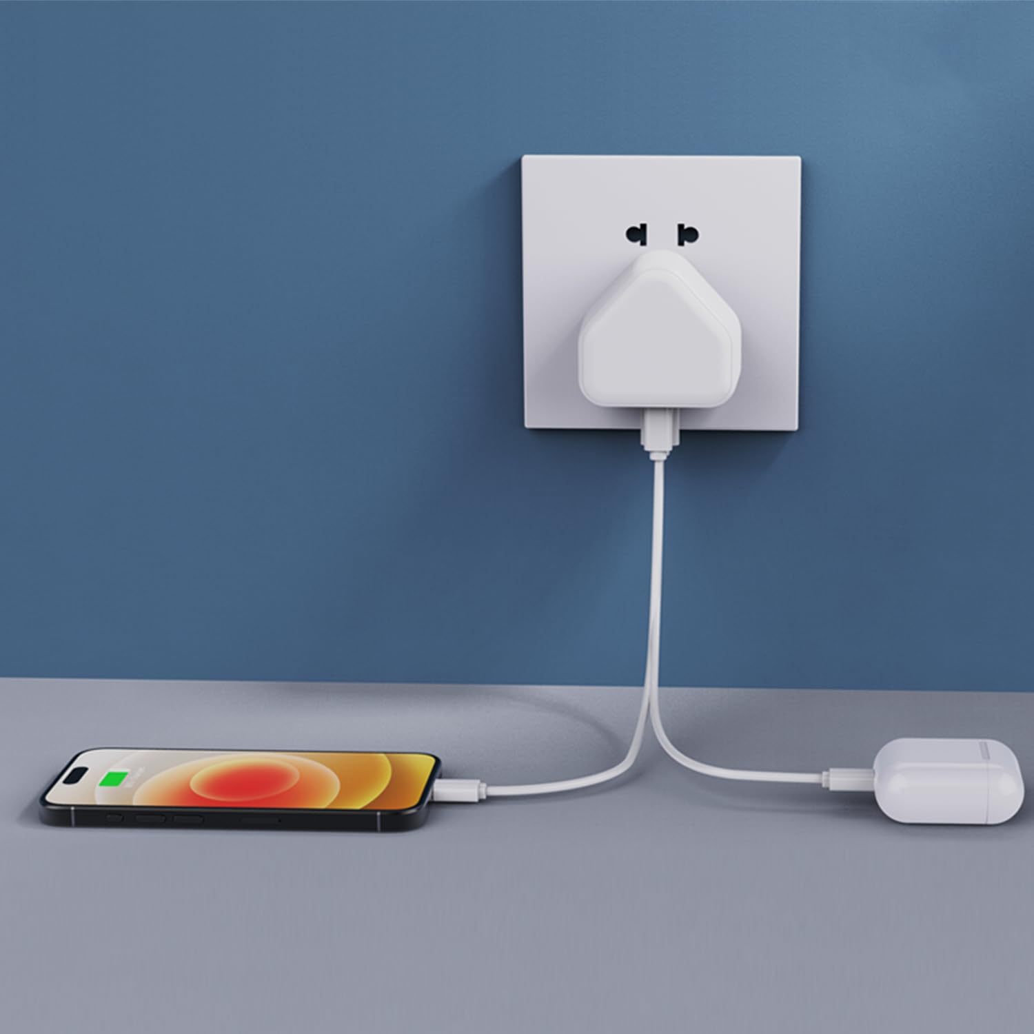 USB Plug, Dual USB Charger Plug UK 3Pack Phone Plugs with USB Port Double Compact 3 Pin Mains Charge Head 10.5W 5V 2.1AMP Charging Compatible with iPhone Apple 14 13 12 11 SE XS XR X 8 7 6 5 iPad - 4