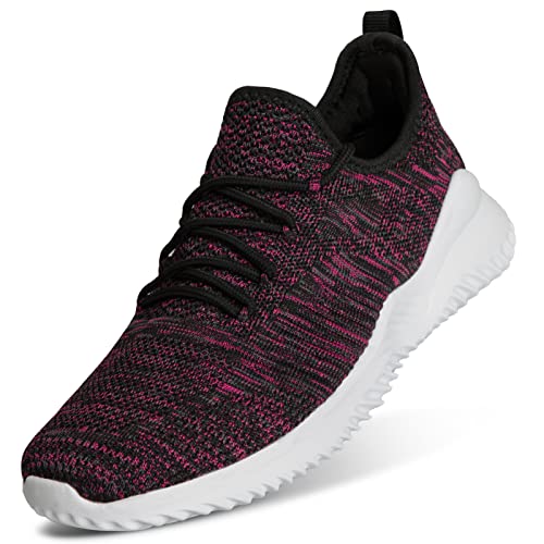 Image of Flysocks Slip On Sneakers for Women-Non Slip Gym Sports Shoes Lightweight Comfortable Walking Tennis Shoes, B- Black Pink Mix, 9