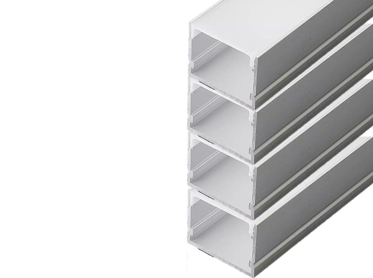 A2ZWORLD 8 metros de perfil de aluminio para tira LED, con cubierta de tapones y gancho, 4 kits de 2 metros de ancho alto interior de 27 mm (30 x 20 mm)