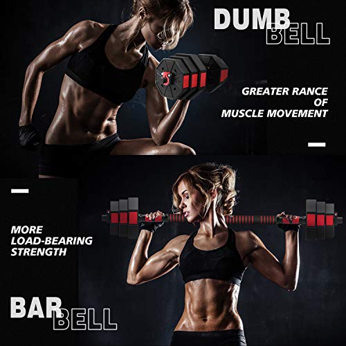 ER KANG 3 in 1 Adjustable Dumbbell Set, 44 LBS Free Weights Dumbbells with Connecting Rod, Lifting Dumbbells Used As Barbell, Push Up Bar for Home Gym, Whole Body Workout, Ship from The USA - Thumbnail 5