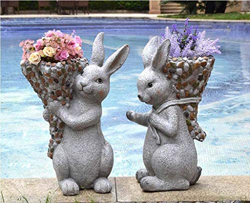 Sculpture de statue de lapin de jardin pour décoration de Pâques - 3