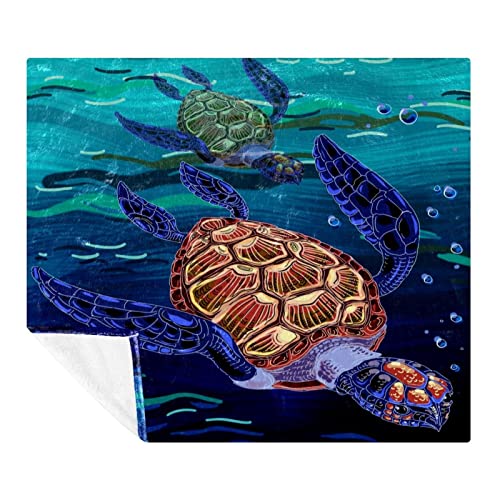 Couverture tortue de mer microfibre polaire premium 150x130cm - 2
