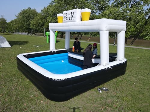 Outdoor Inflatable Pool Bar 16.5x13x11ft PVC Inflatable Pub House Blow Up Pool Bar for Party, Backyard, Patio, Poolside