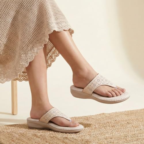Image of TRASE Orthopedic Footwear for Women | Flat Ortho Slippers for Women Stylish | Soft Sole Ladies Chappal Fancy Comfortable Casual Footwear with Laser Cut Design